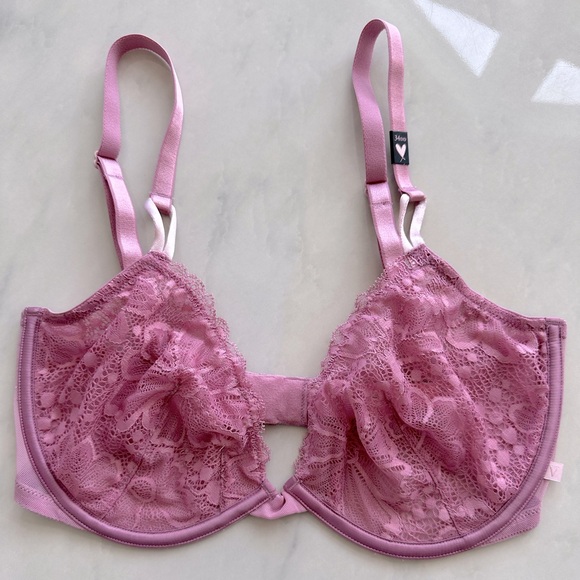 NWT Victoria’s Secret 34DD Sexy Tee Unlined Lace Demi Bra in Dusky Mauve - Picture 3 of 5